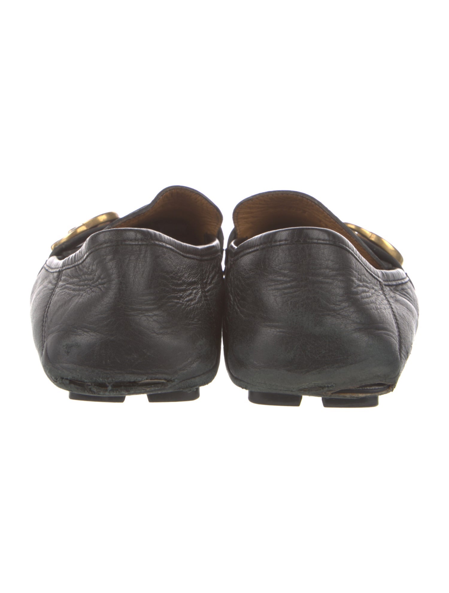 Gucci Web Accent Leather Loafers